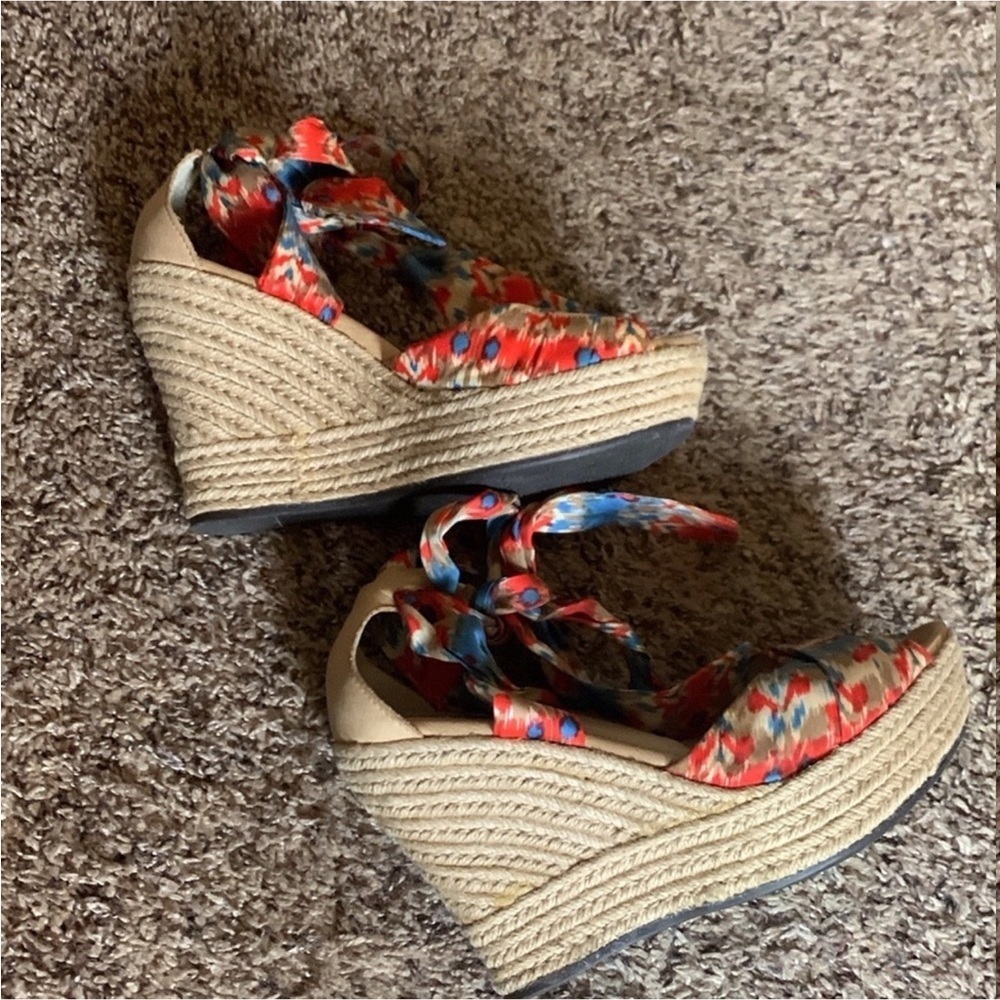 UGG Lucianna Santorini silk Ikat print wrap espadrilles sandals Size 7.5 - Picture 8 of 13